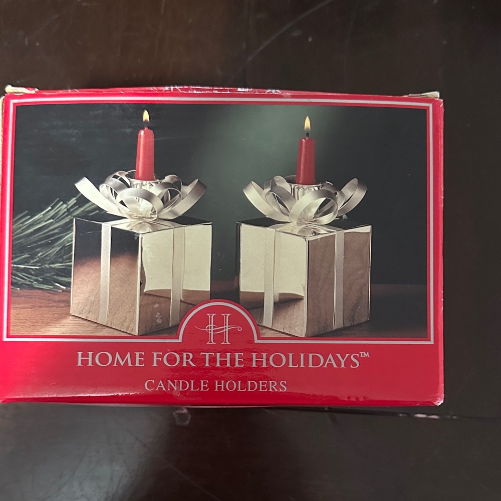 Home for the Holidays Silver Candle Holders